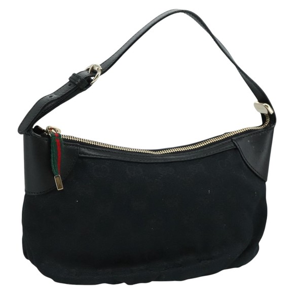 GUCCI GG Canvas Web Sherry Line Hand Bag Black Red Green 224093 Auth yk17168AV - Picture 1 of 16